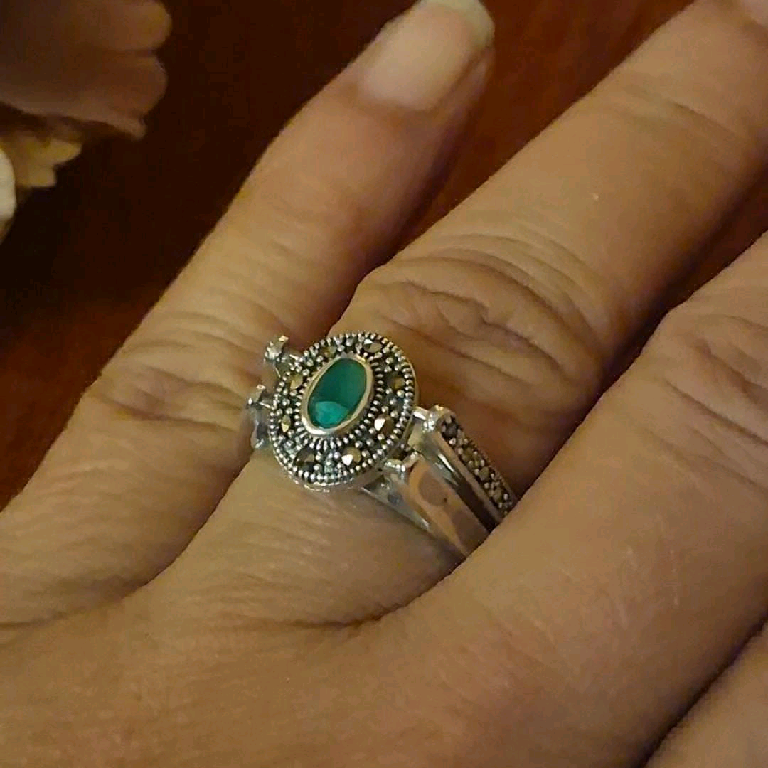 Marcasite Green Ring 